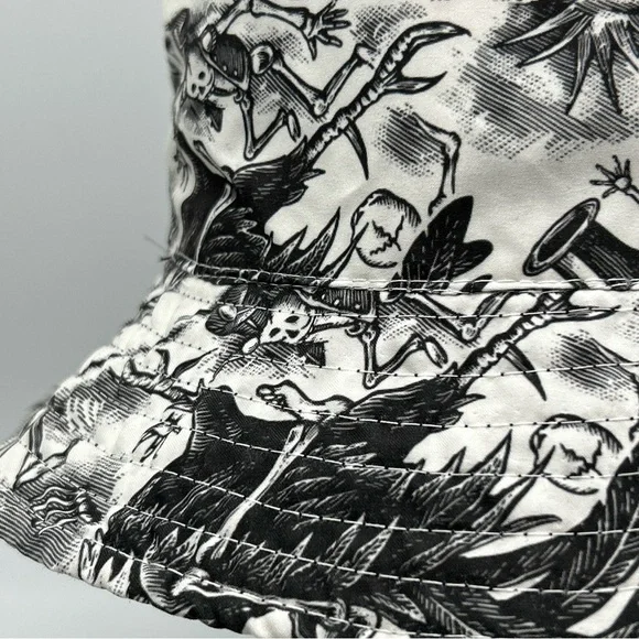 Espolon Tequila Reversible Black Bucket Hat Skeletons Graphic All Over Print - Picture 3 of 15